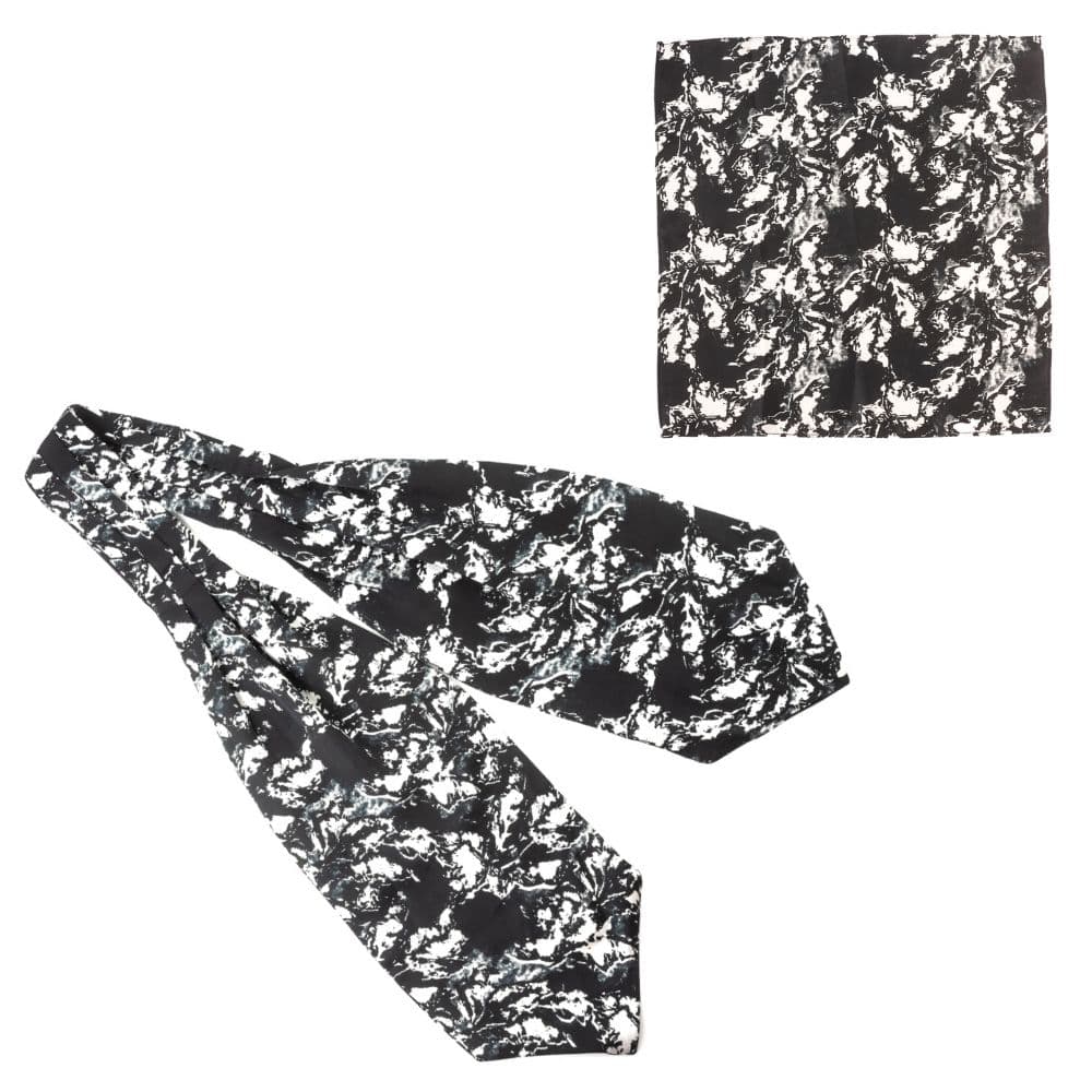 Black Silk Cravat and Pocket Square Combo