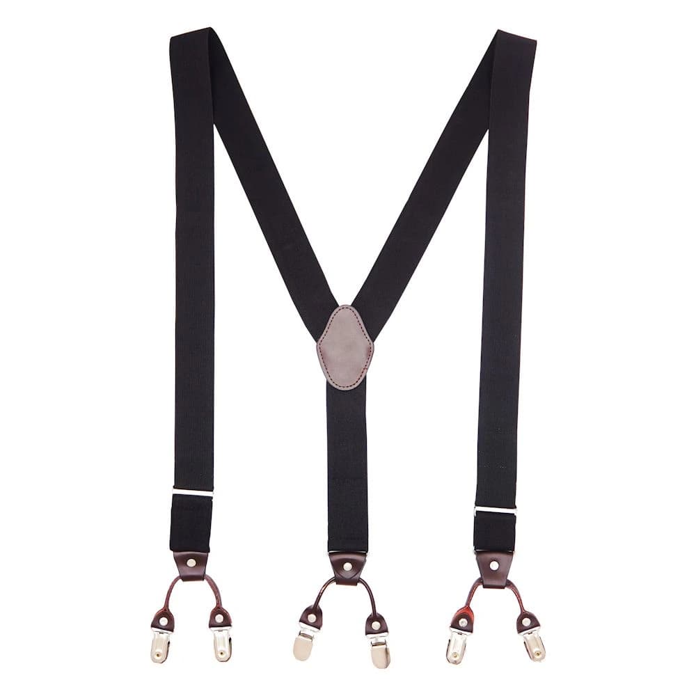 Black Y-Back Clip-On Suspenders for Men
