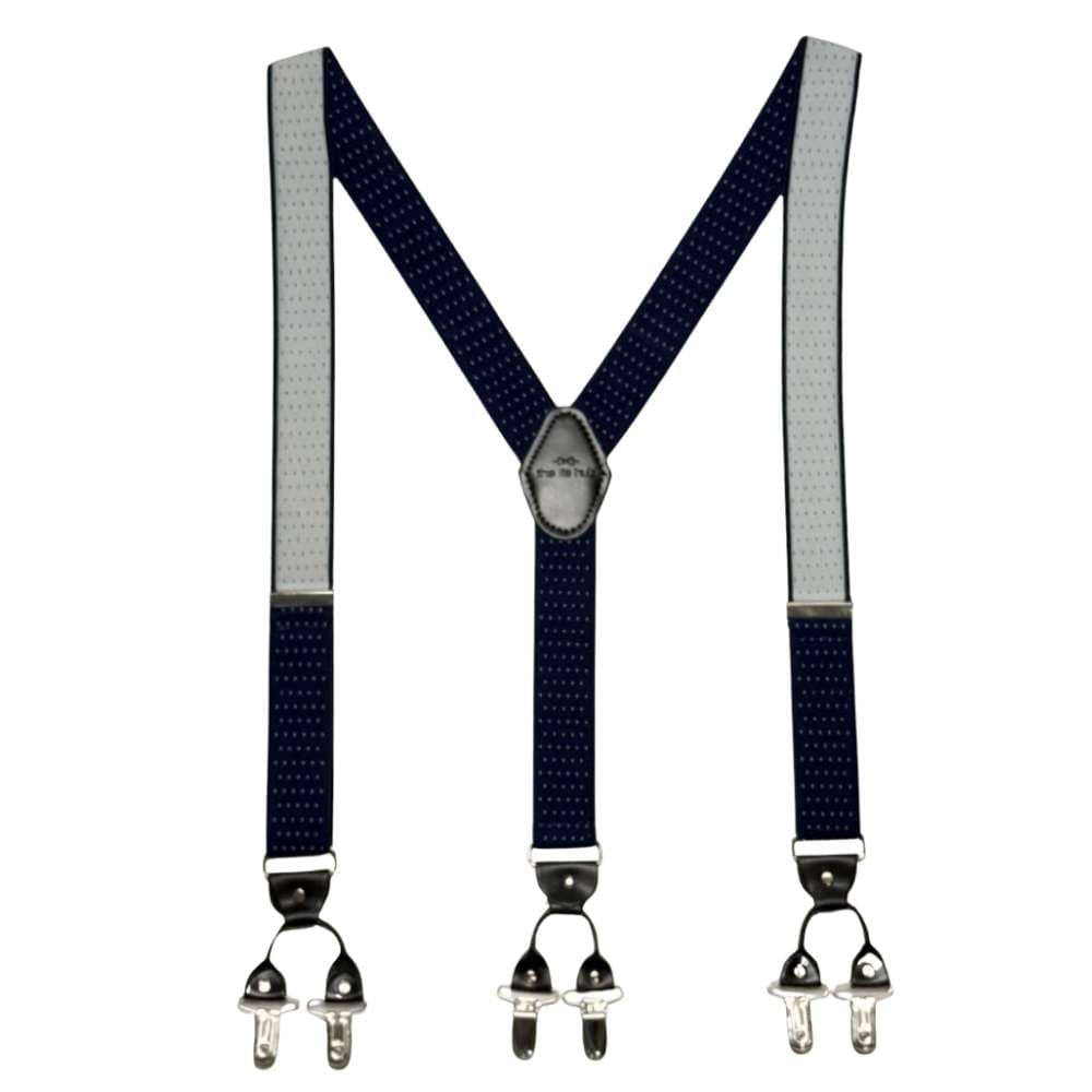 Navy Polka Dot Y-Back Clip-On Suspenders for Men