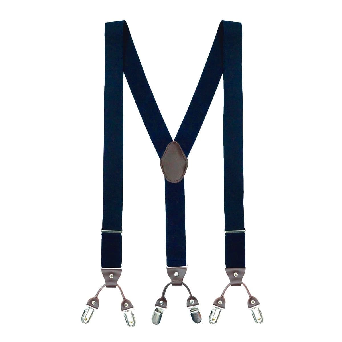 Navy Blue Y-Back Clip-On Suspenders for Men