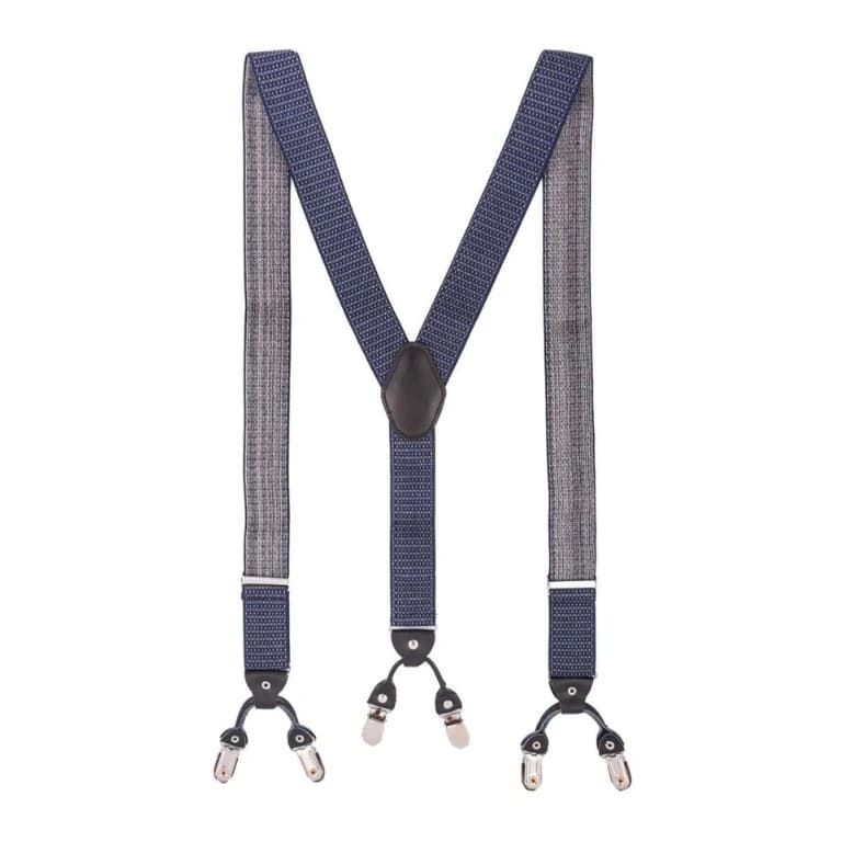 Blue Polka Dot Y-Back Clip-On Suspenders for Men