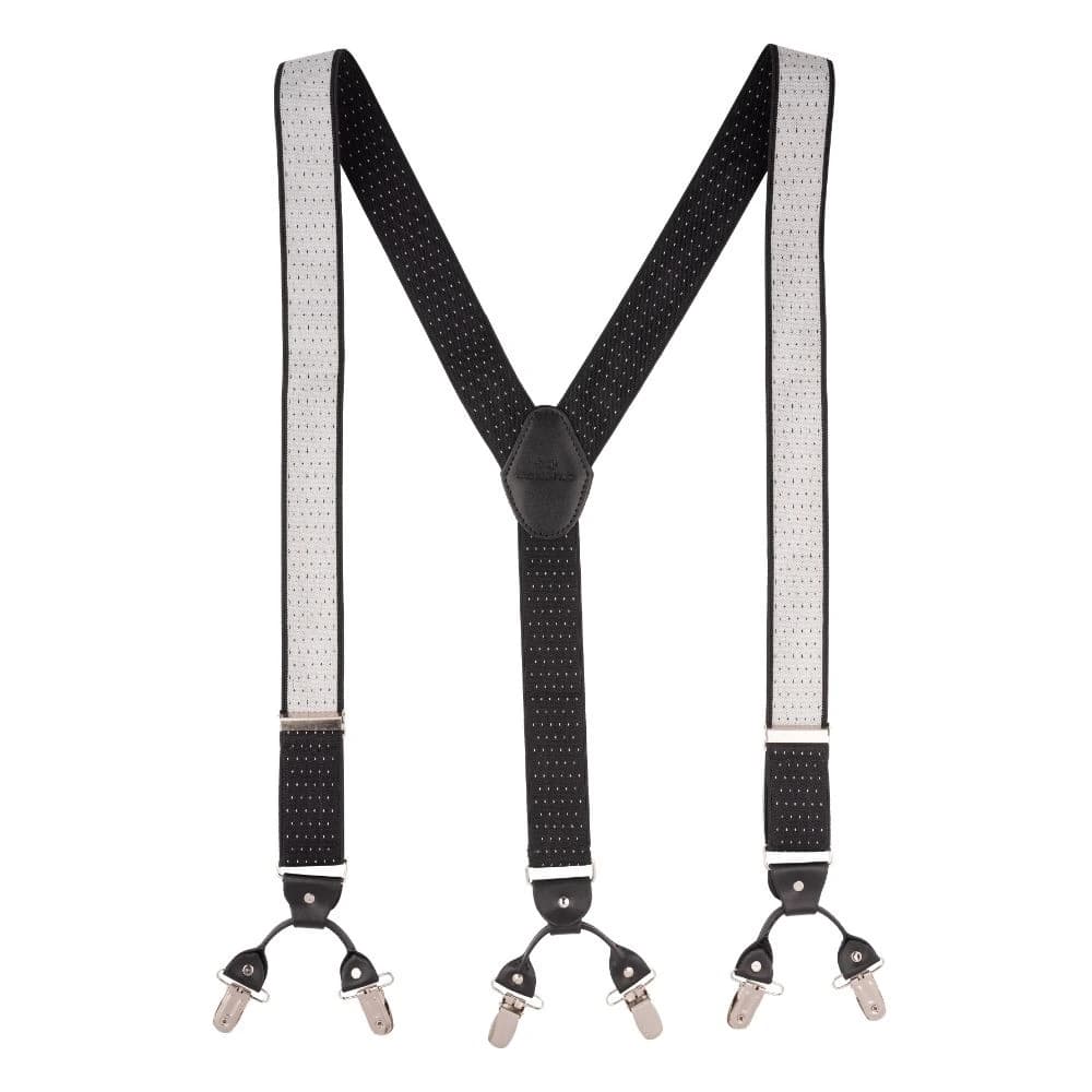 Black Polka Dot Y-Back Clip-On Suspenders for Men