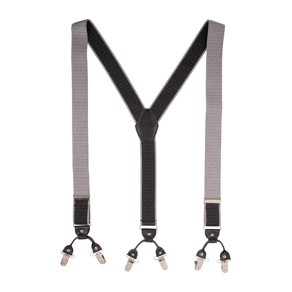 Black Polka Dot Y-Back Clip-On Suspenders for Men