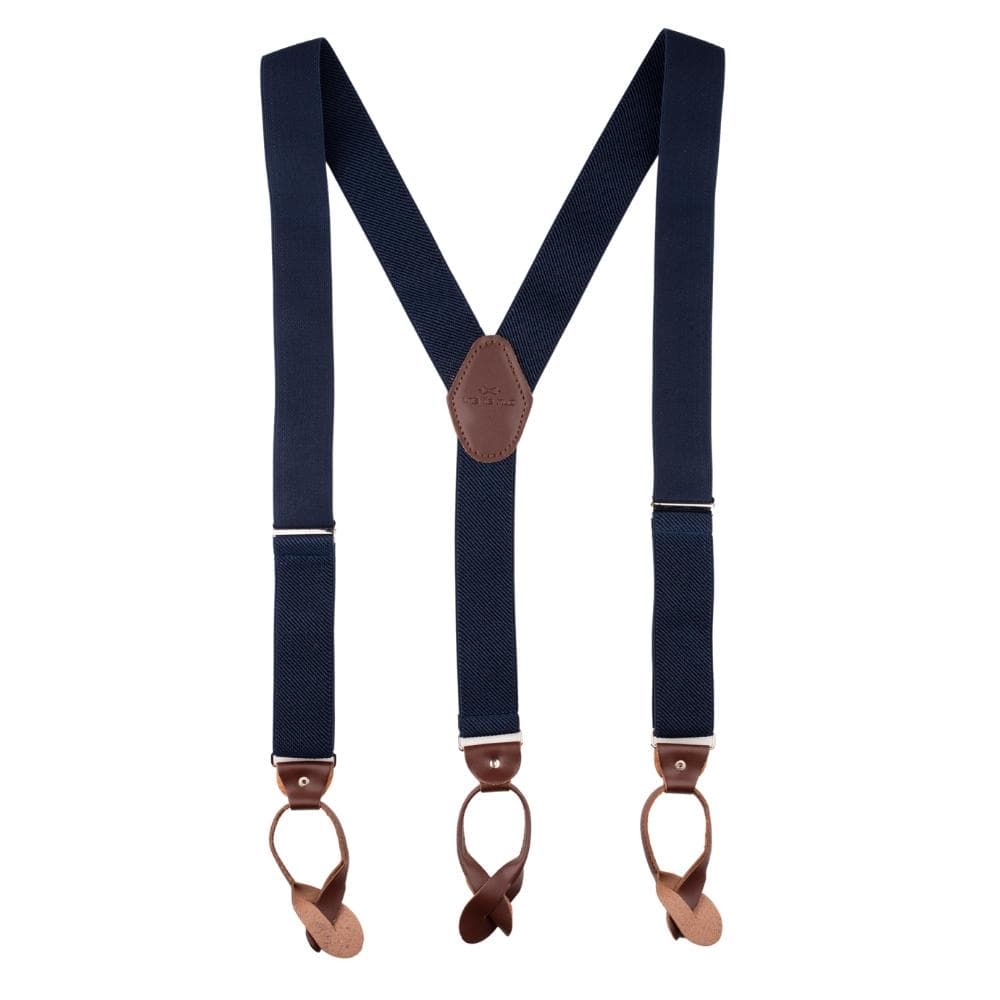 Royal Blue Y-Back Button-On Suspenders for Men