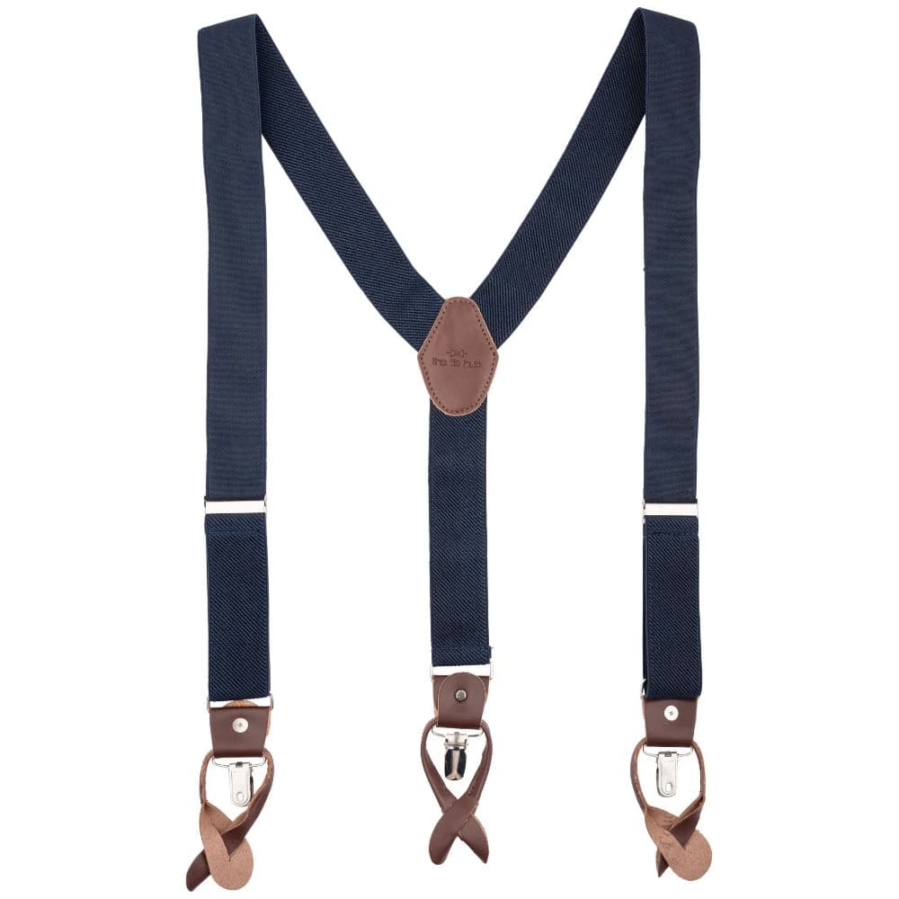 Cobalt Blue Y-Back Button-On Suspenders for Men