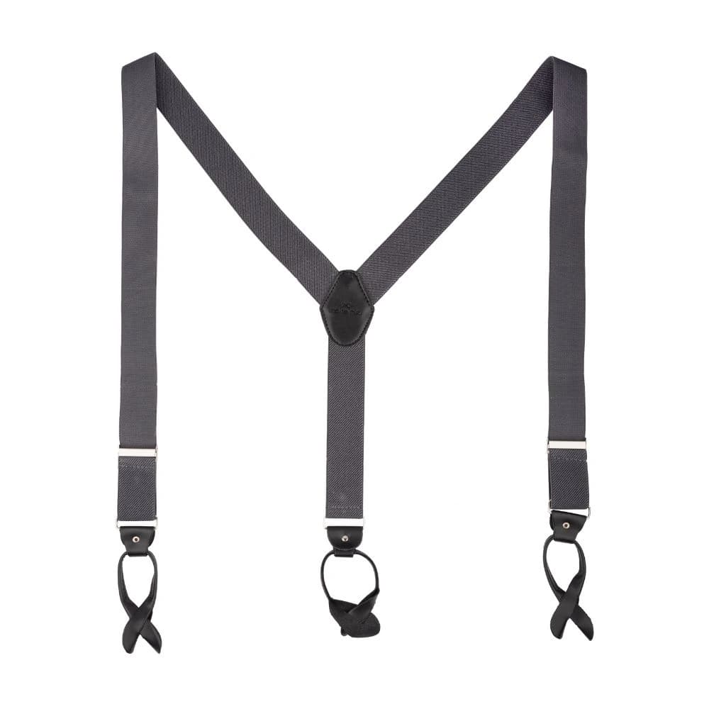 Slate Grey Y-Back Button-On Suspenders for Men