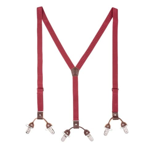 Burgundy Y-Back Clip-On Suspenders for Men