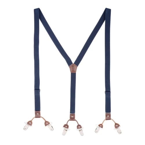Navy Blue Y-Back Clip-On Suspenders for Men