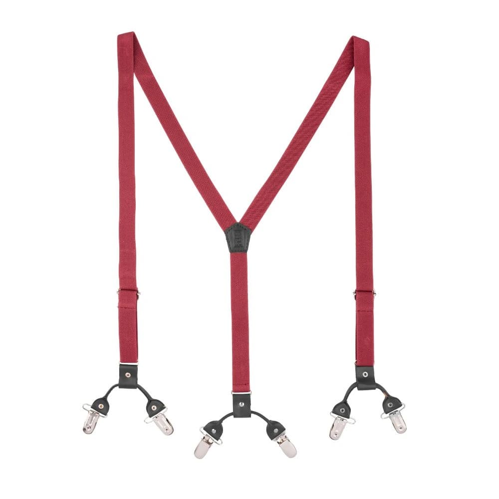 Burgundy Y-Back Clip-On Suspenders for Men