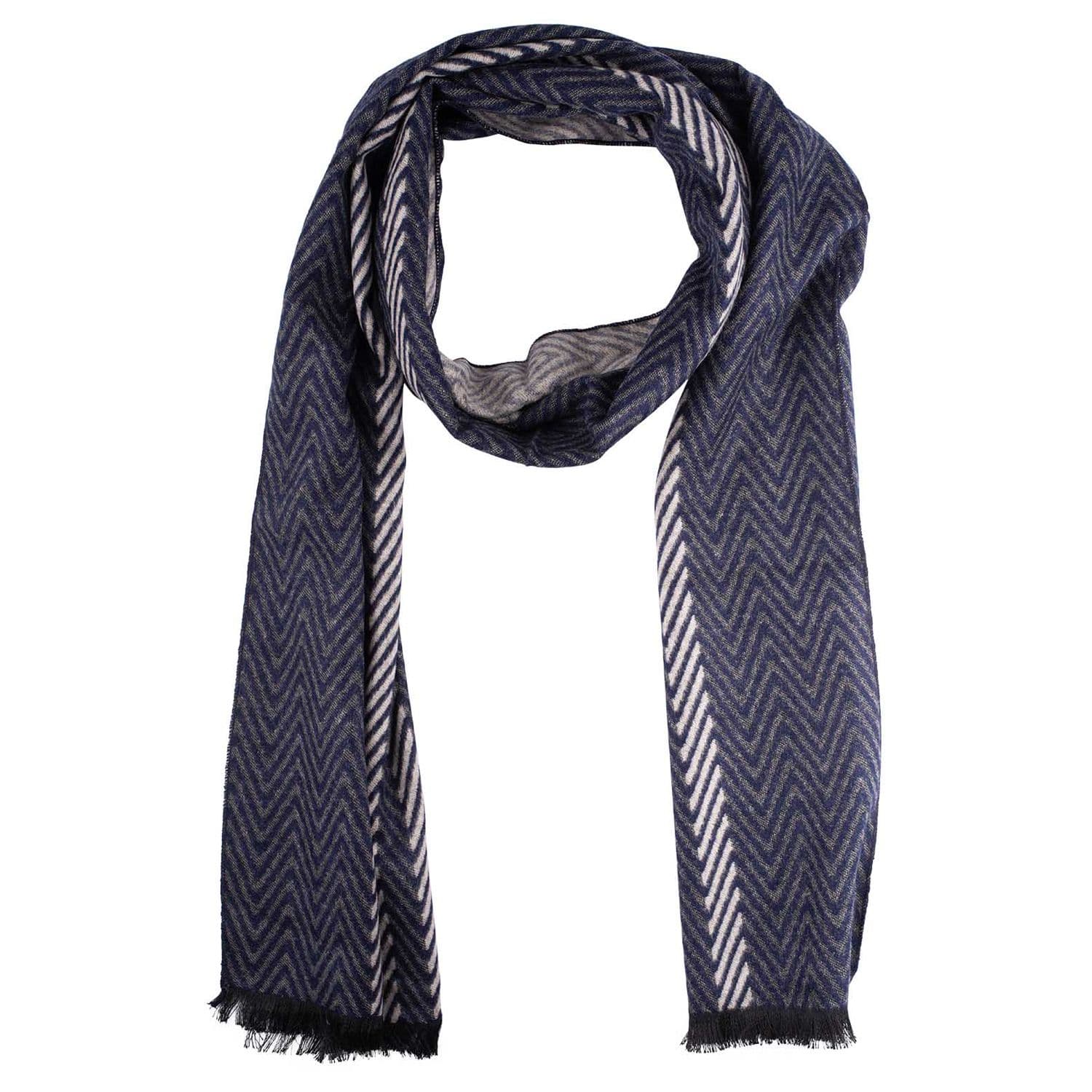 Grey Geometric Wool Scarf for Men