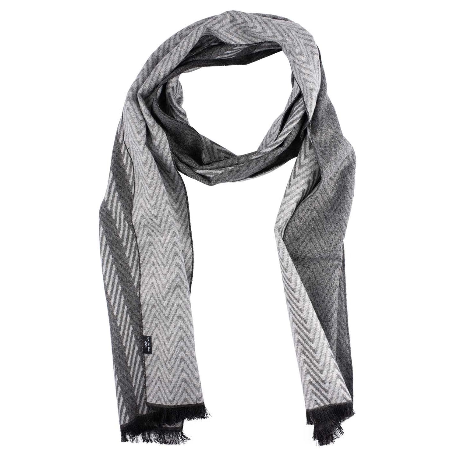 Grey Geometric Wool Scarf for Men