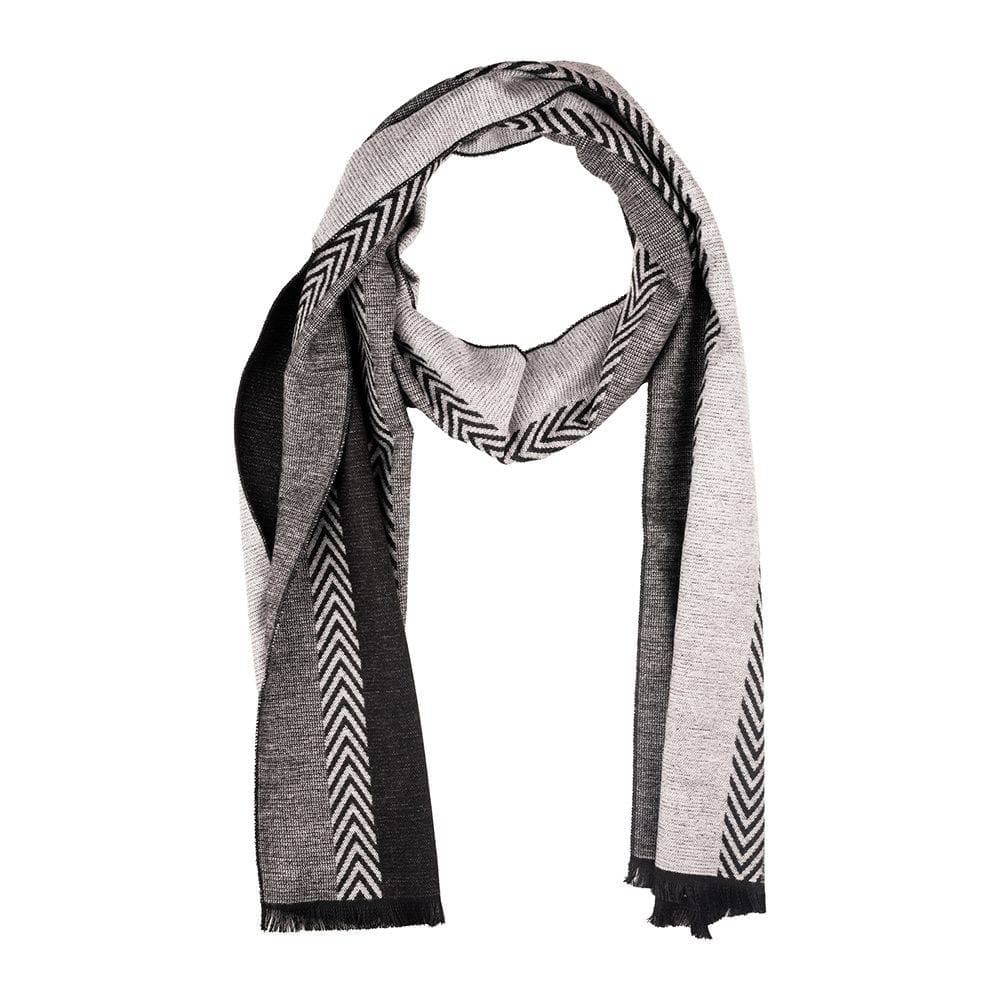 Grey Geometric Wool Scarf for Men