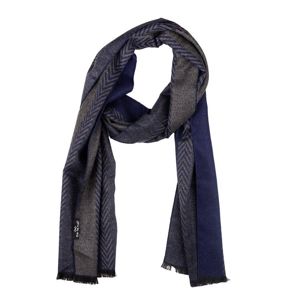 Blue Geometric Wool Scarf for Men