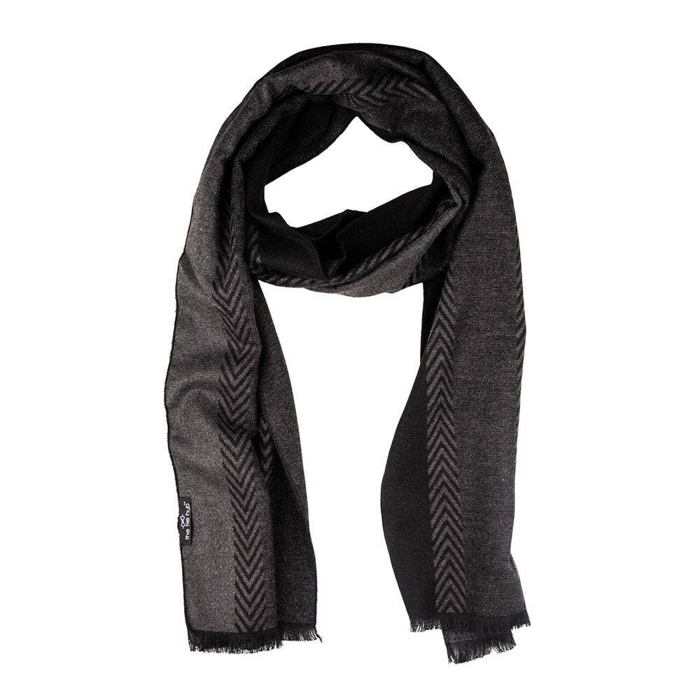 Grey Geometric Wool Scarf for Men