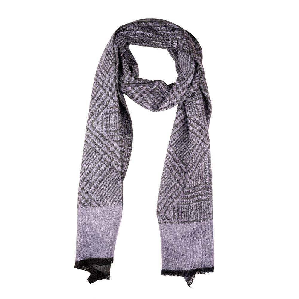 Grey Textured Wool Scarf for Men
