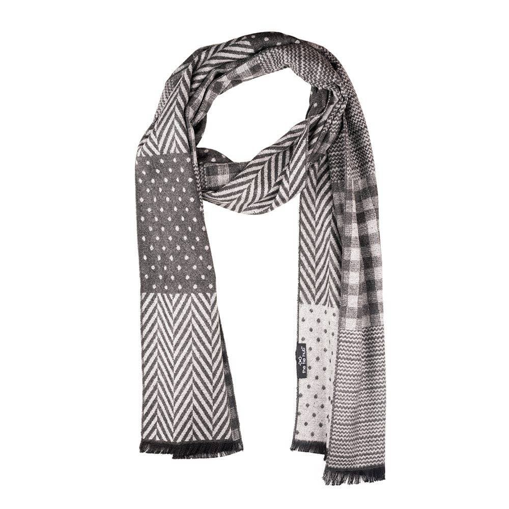 Grey Geometric Wool Scarf for Men
