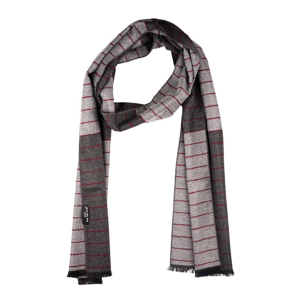 Grey Striped Wool Scarf for Men