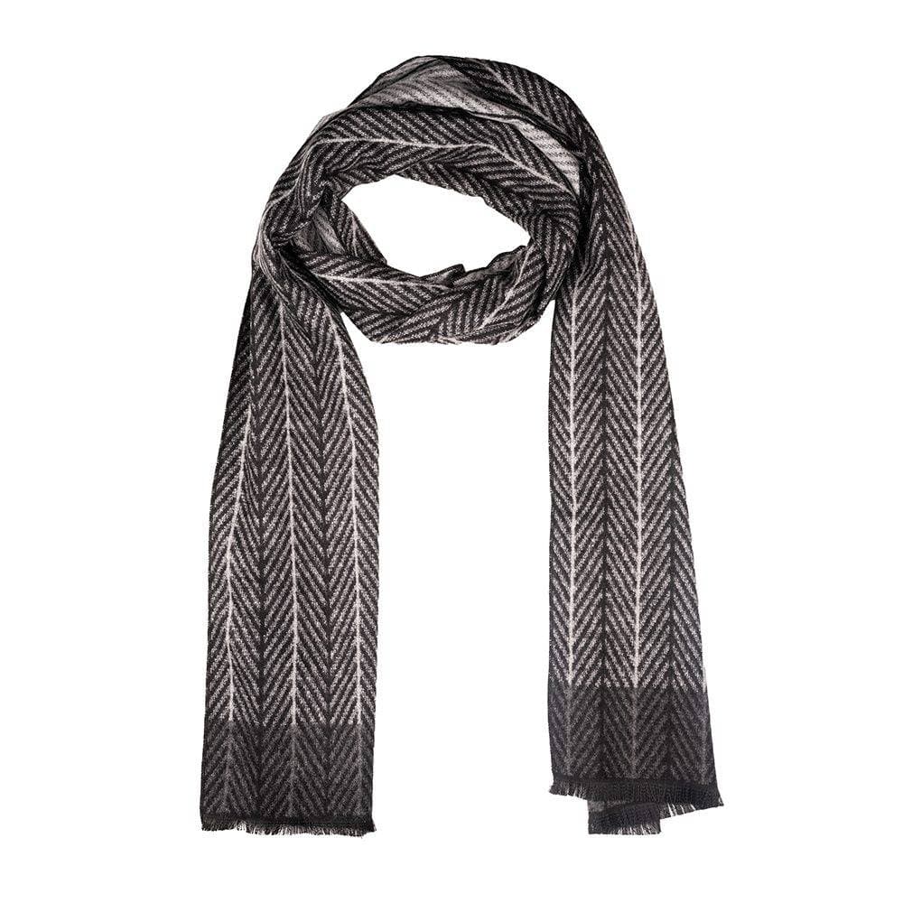 Grey Herringbone Wool Scarf for Men