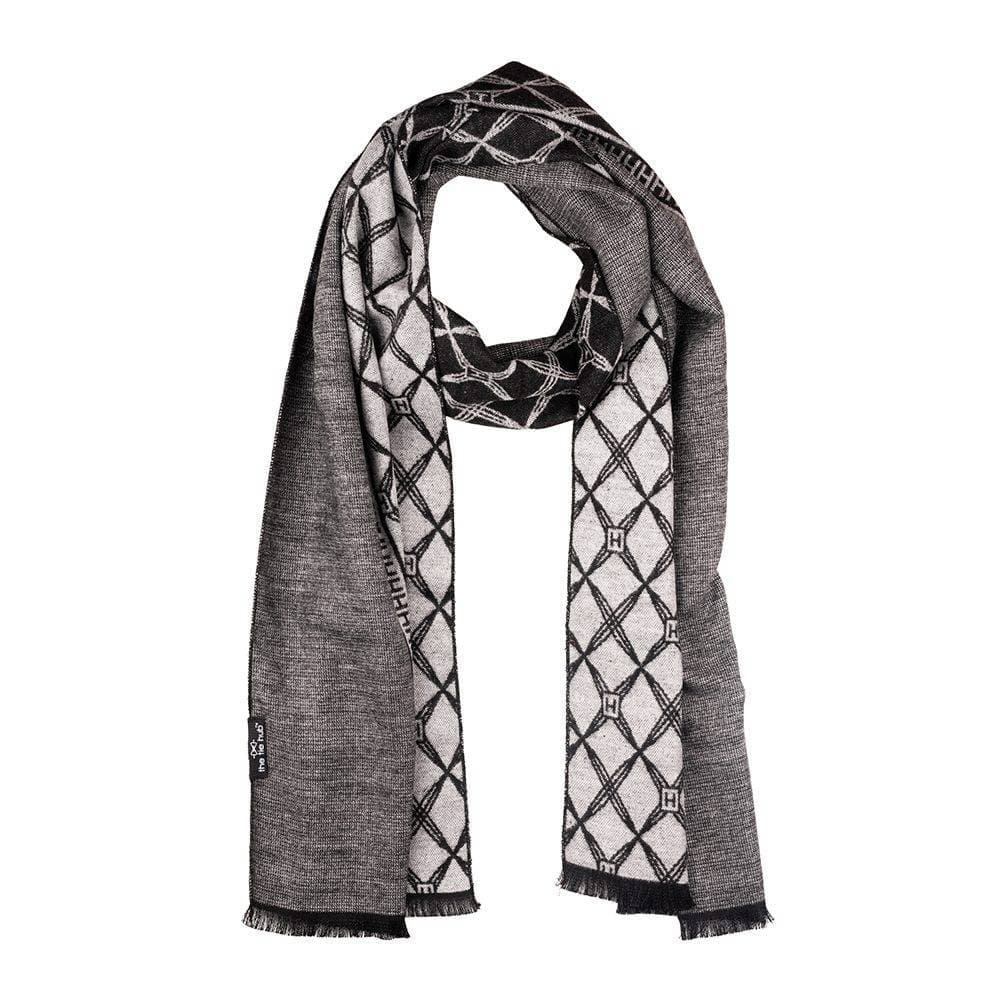 Cream Geometric Wool Scarf for Men
