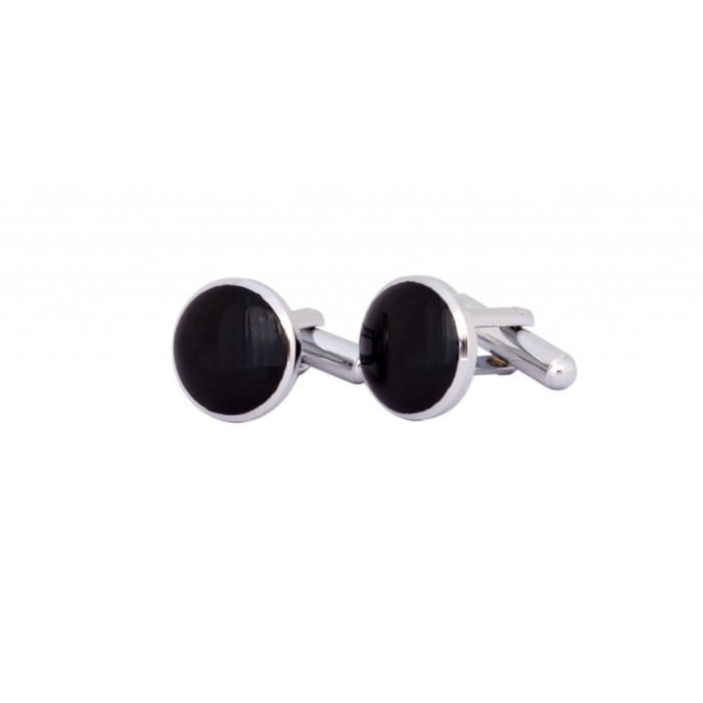 Round Brass Black Cufflink