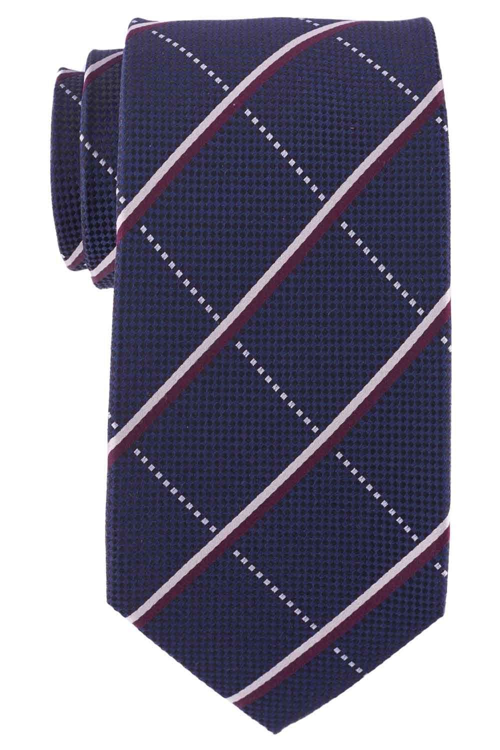 Checkered 7 Fold Navy Blue Necktie for Men