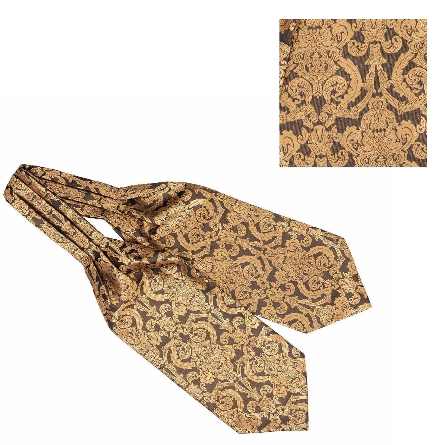 Gold Geometric Cravat and Pocket Square Combo for Men