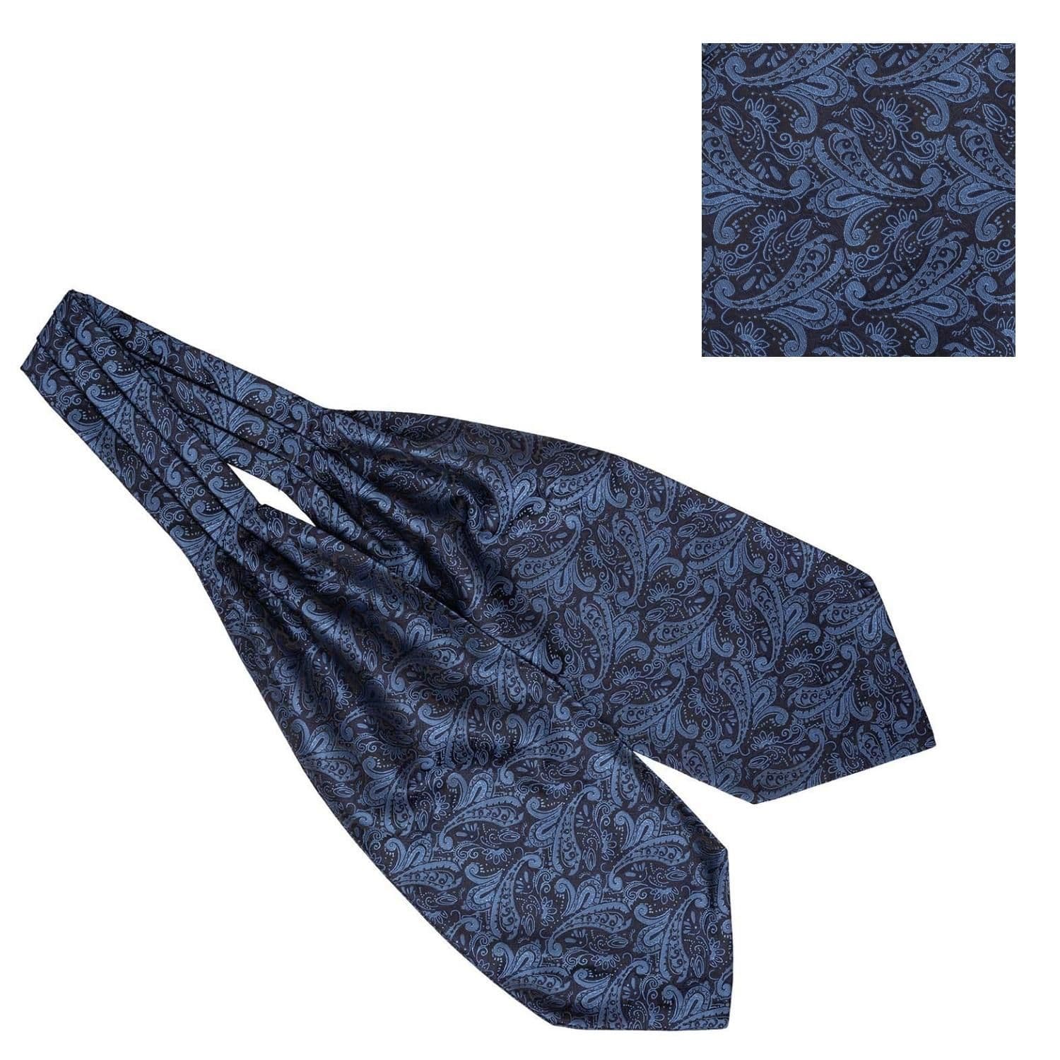 Navy Blue Paisley Cravat and Pocket Square Combo for Men