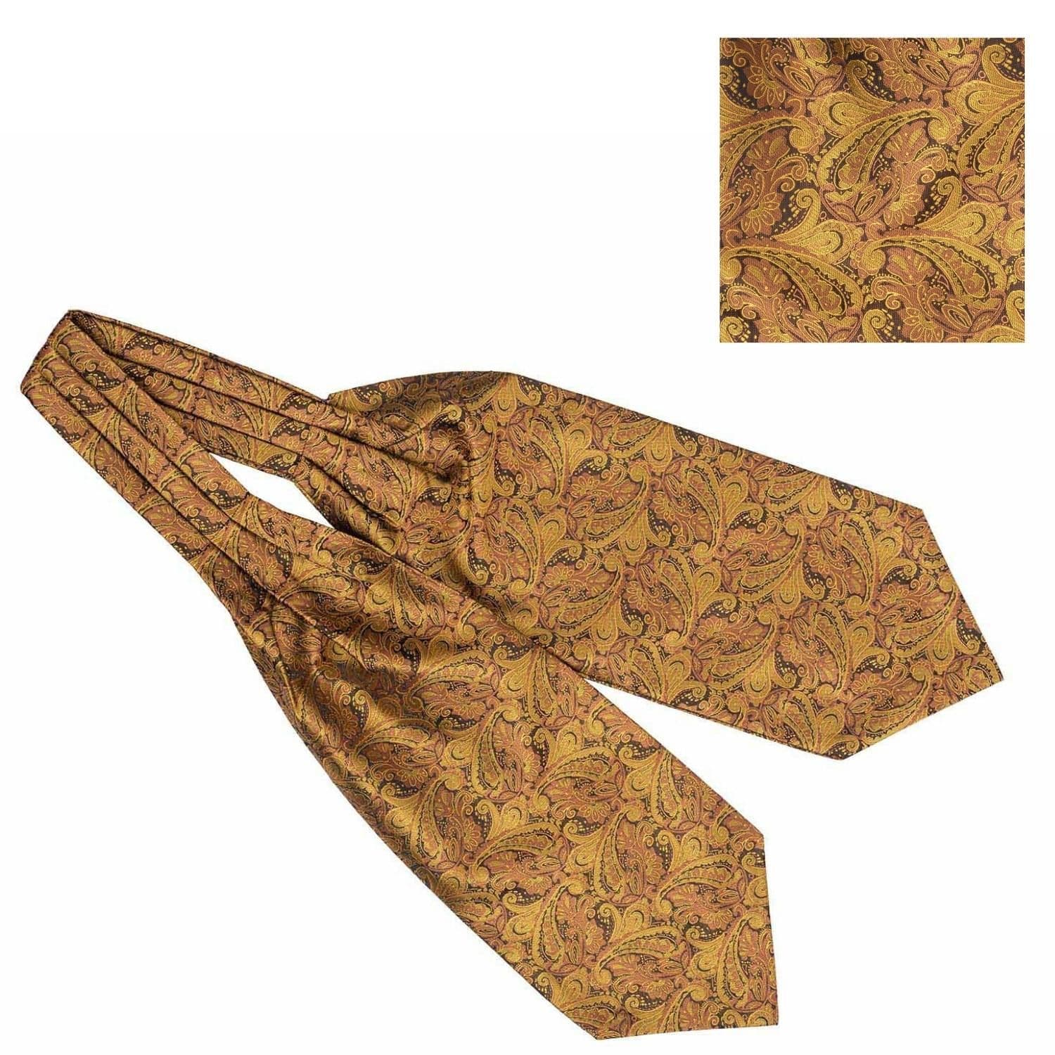 Gold Paisley Cravat and Pocket Square Combo for Men