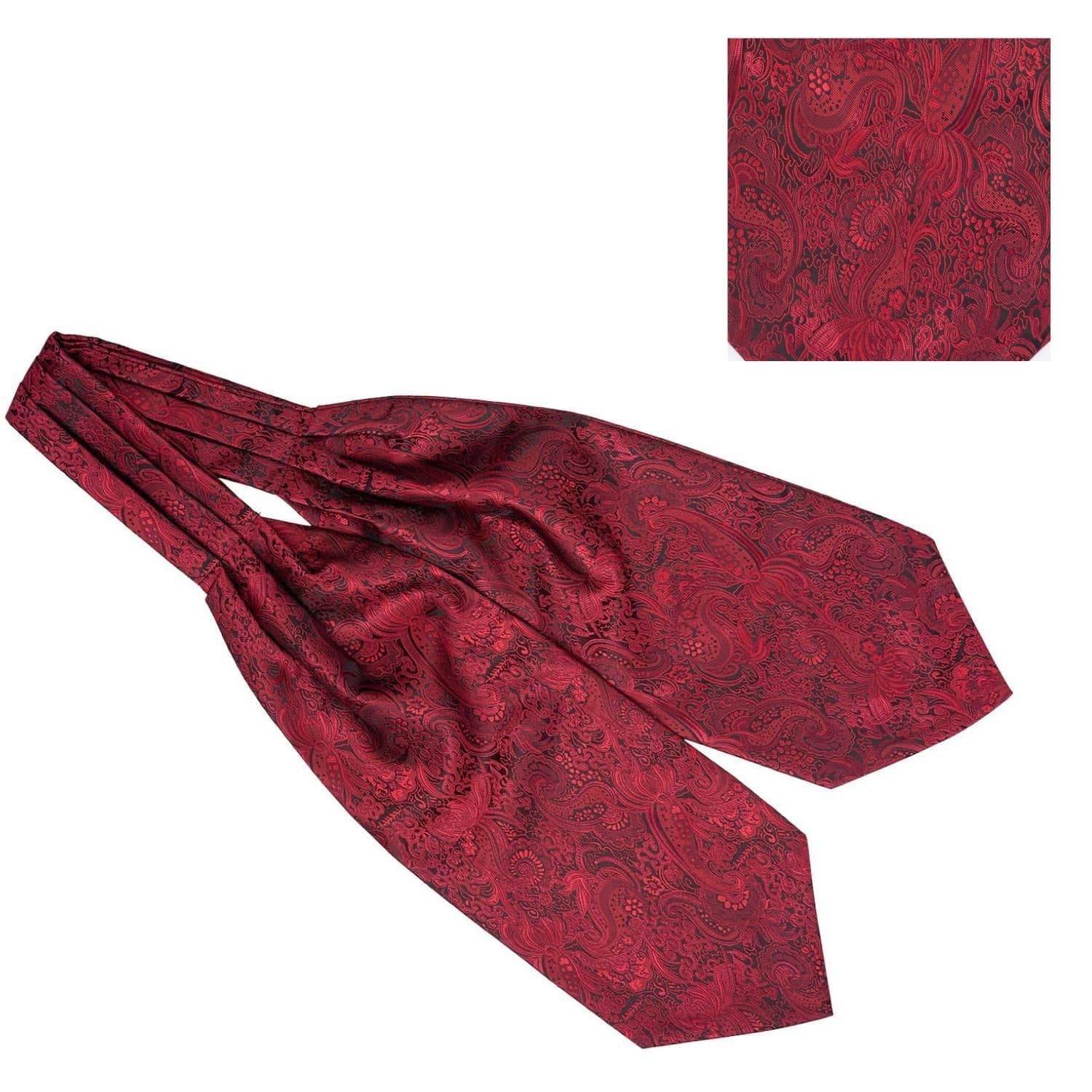 Maroon Paisley Cravat and Pocket Square Combo for Men