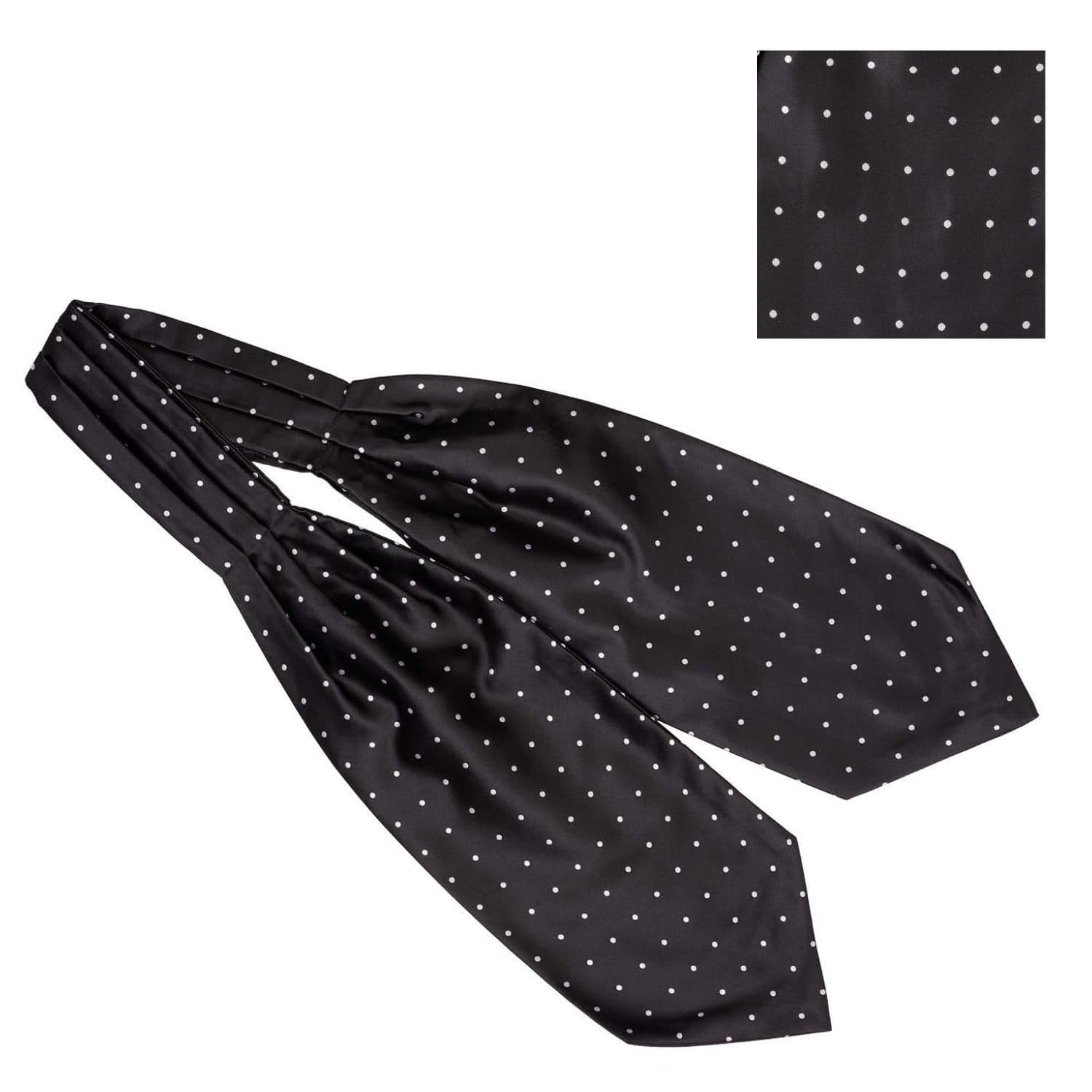 Black Polka Dot Cravat and Pocket Square Combo for Men