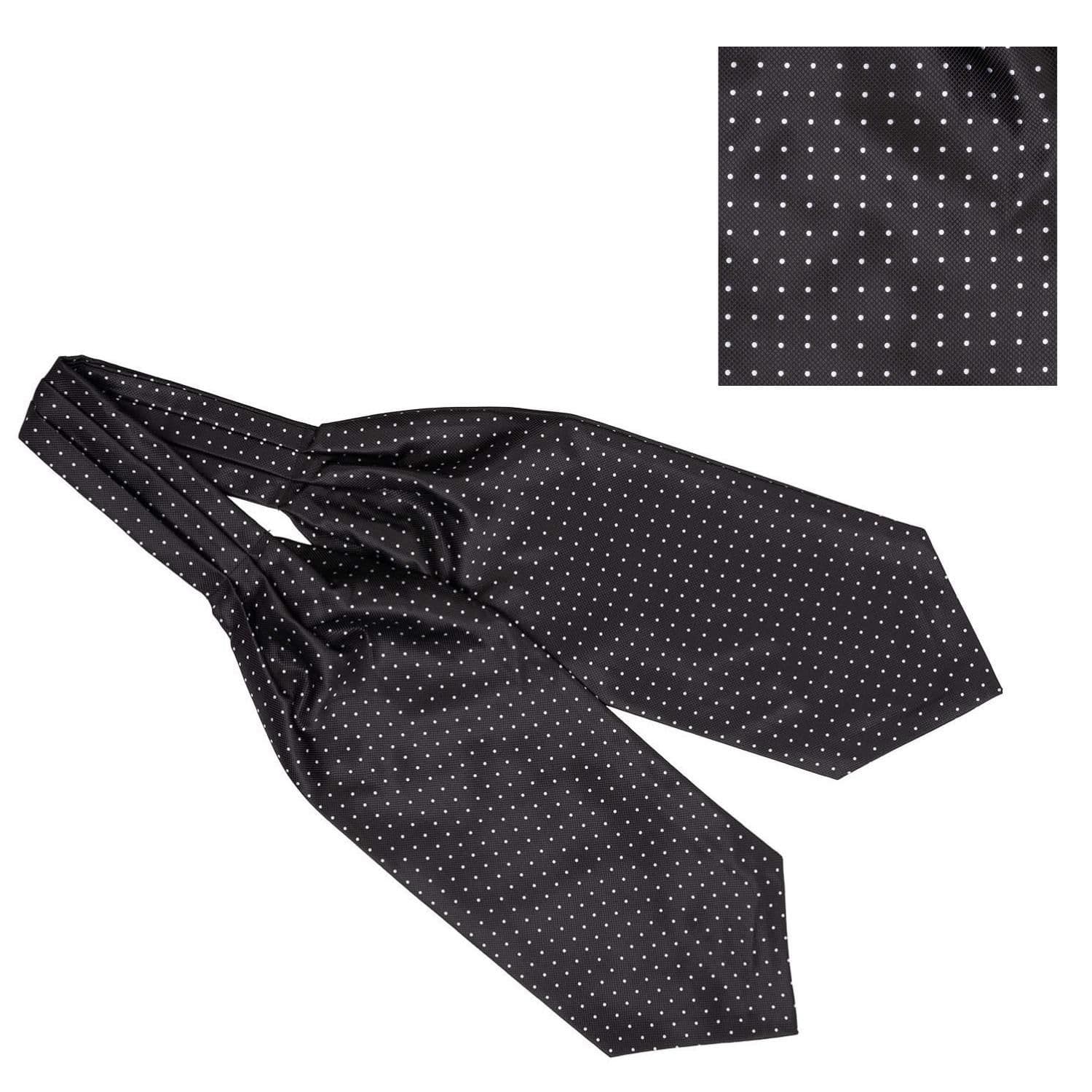 Black Polka Dot Cravat and Pocket Square Combo for Men