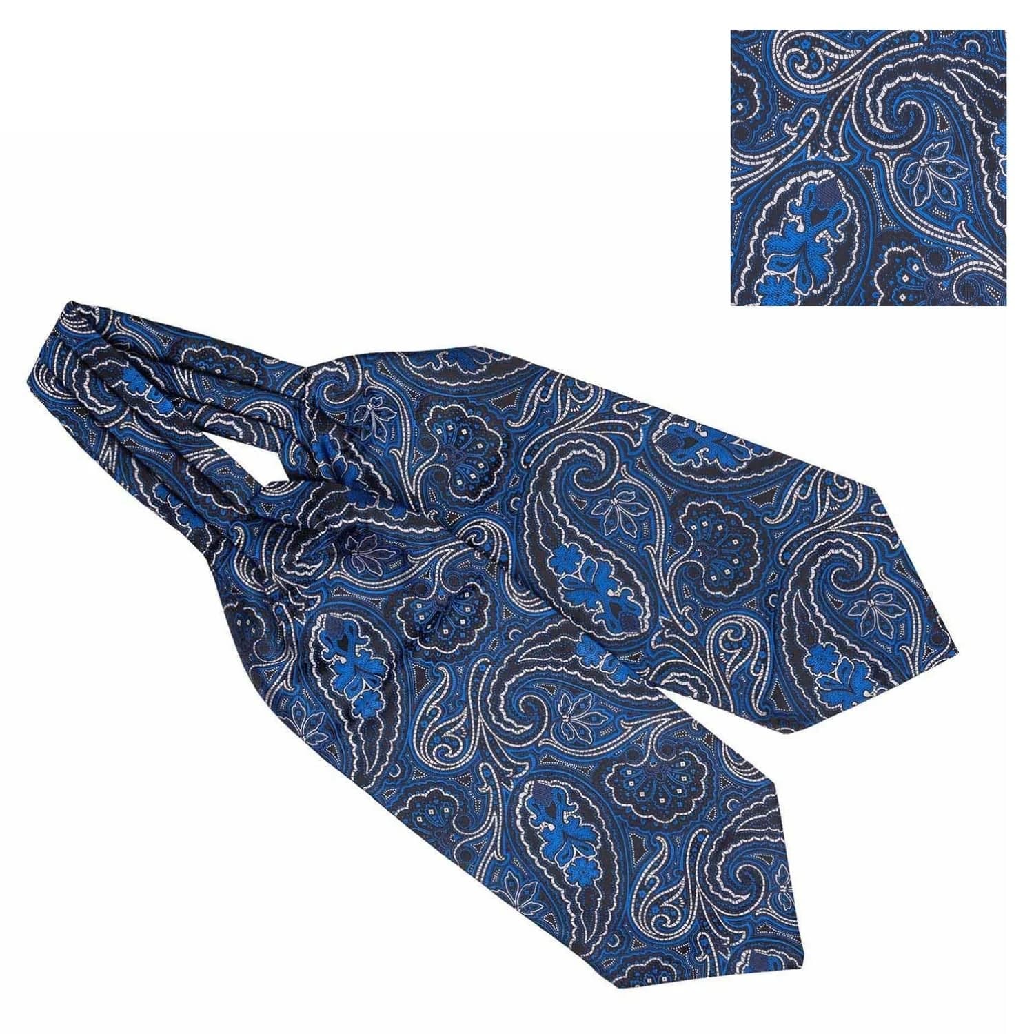 Blue Paisley Cravat and Pocket Square Combo for Men