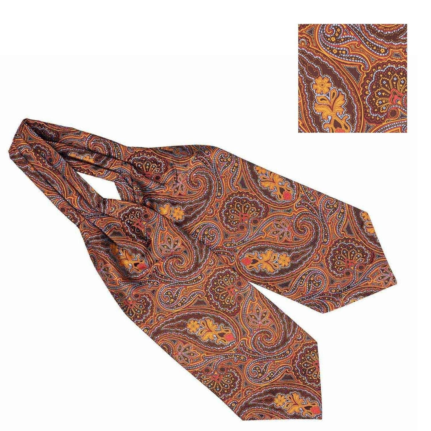 Orange Paisley Cravat and Pocket Square Combo for Men