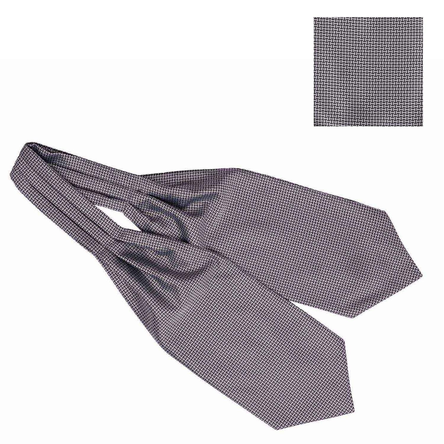 Grey Geometric Cravat and Pocket Square Combo for Men