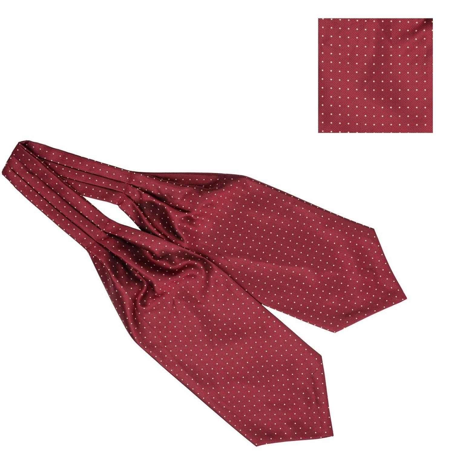 Maroon Polka Dot Cravat and Pocket Square Combo for Men