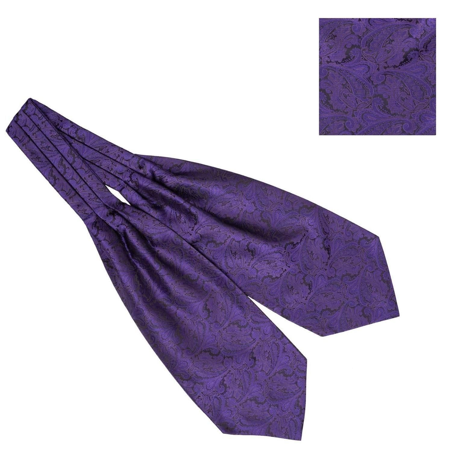 Purple Paisley Cravat and Pocket Square Combo for Men