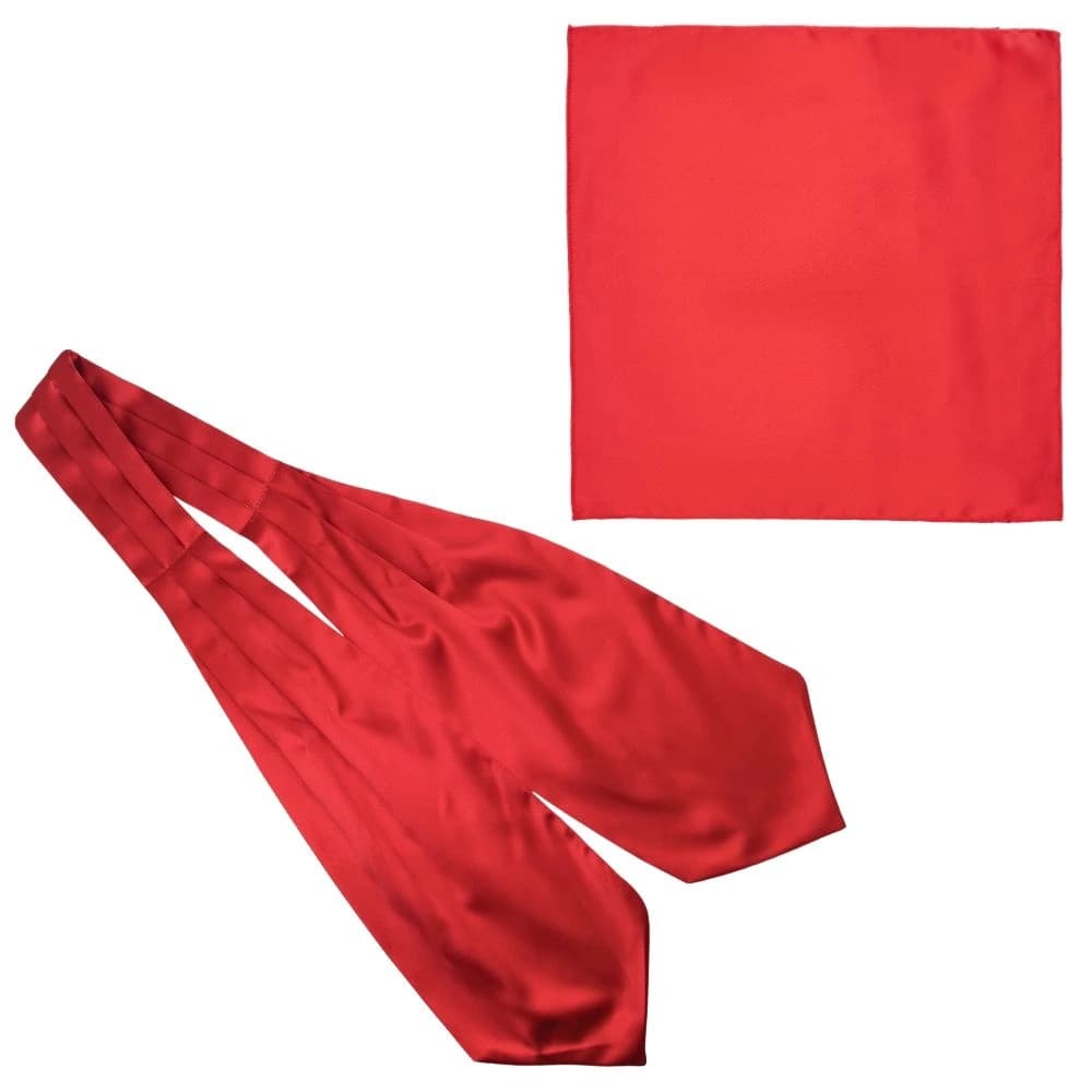 Red Cravat and Pocket Square Combo for Men