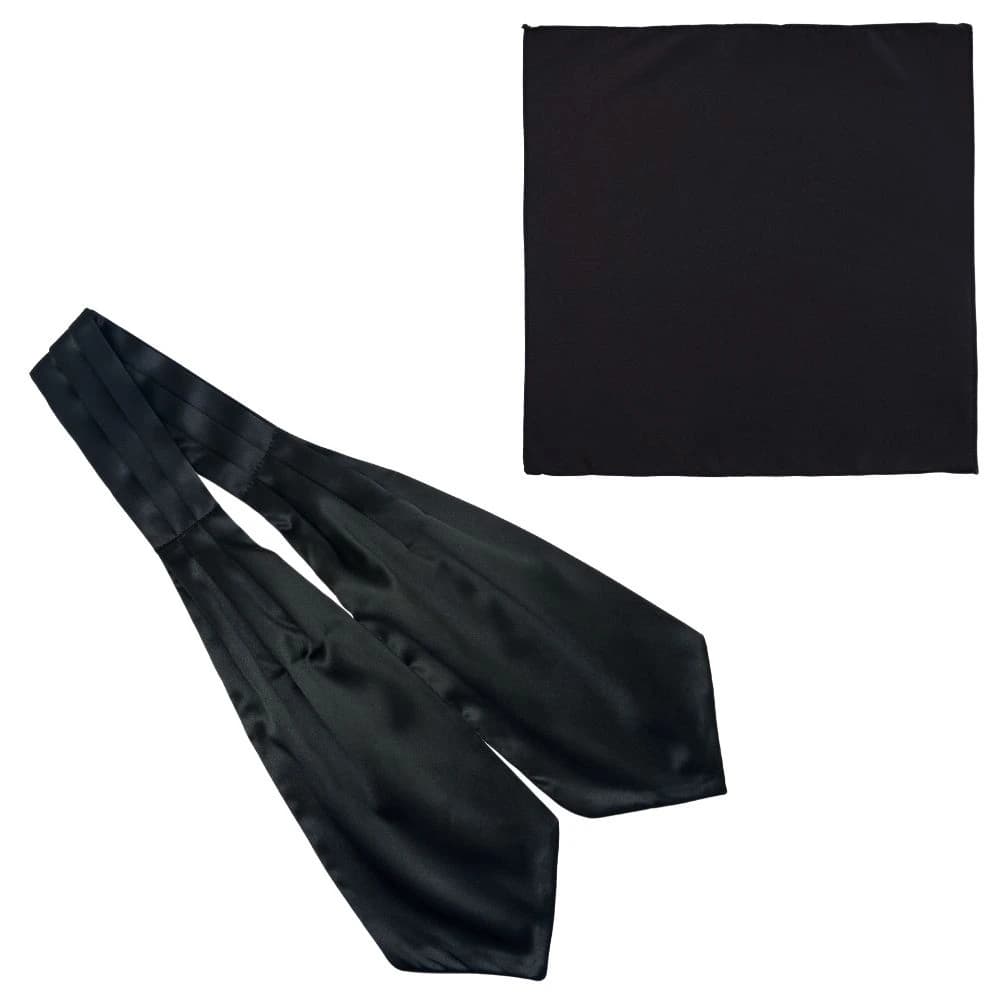 Black Cravat and Pocket Square Combo for Men