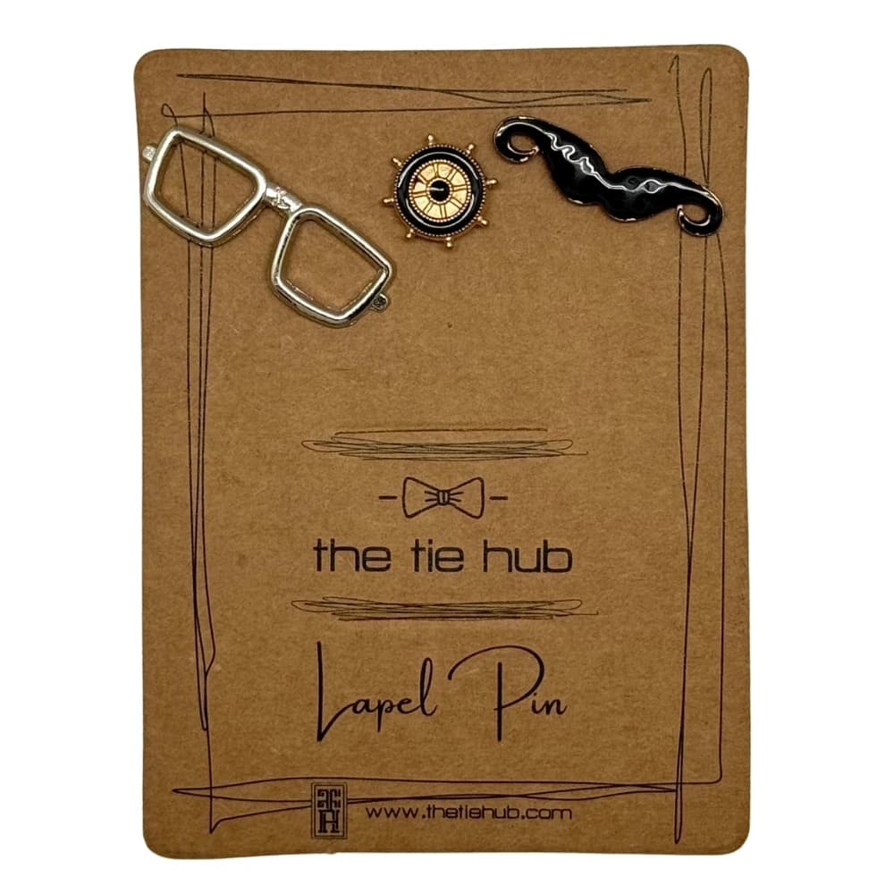 The Tie Hub Spectacle and Moustache Brooch (Set of 3) for Men