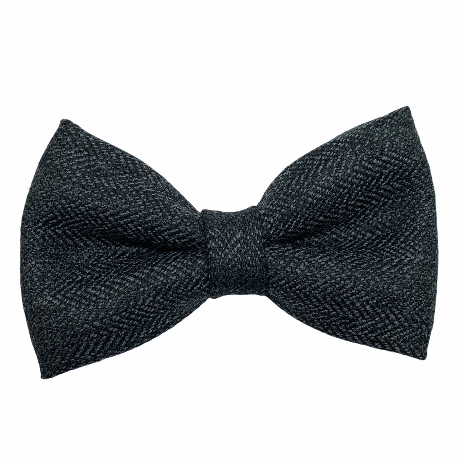 Herringbone Gray Wool Bow Tie