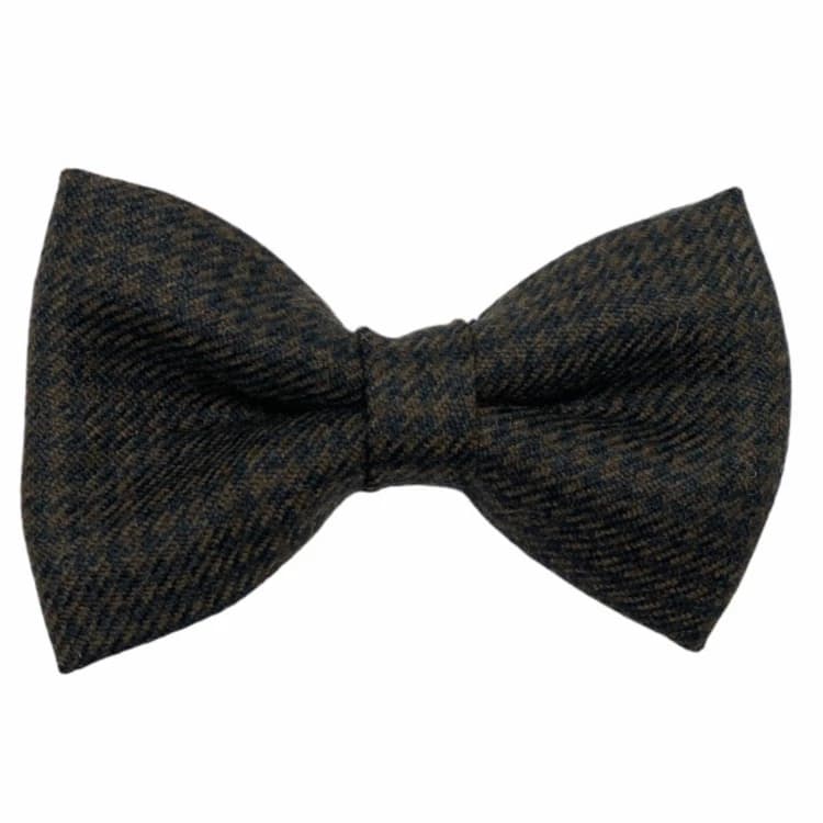 Houndstooth Brown And Grey checkered Wool Bow Tie
