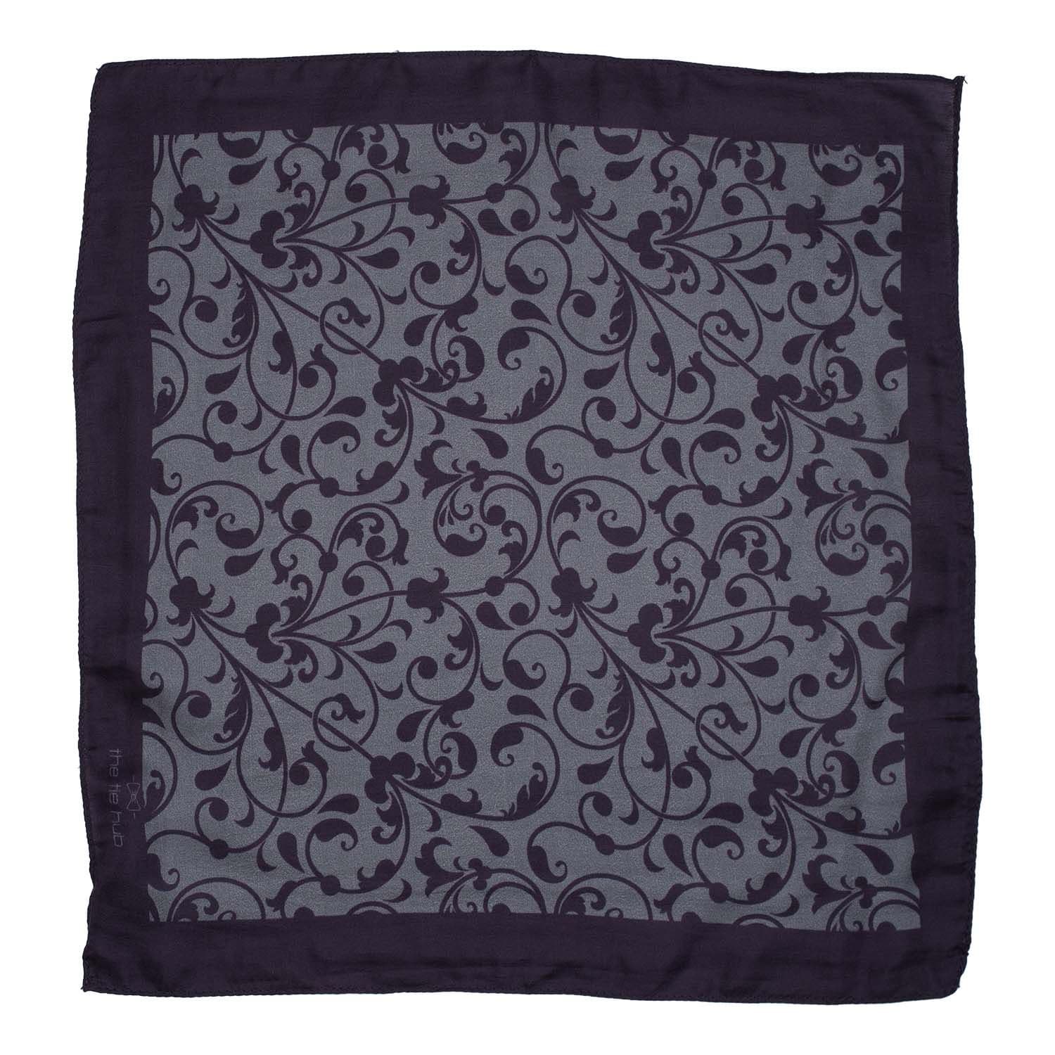 Grey Floral Pocket Square for Men