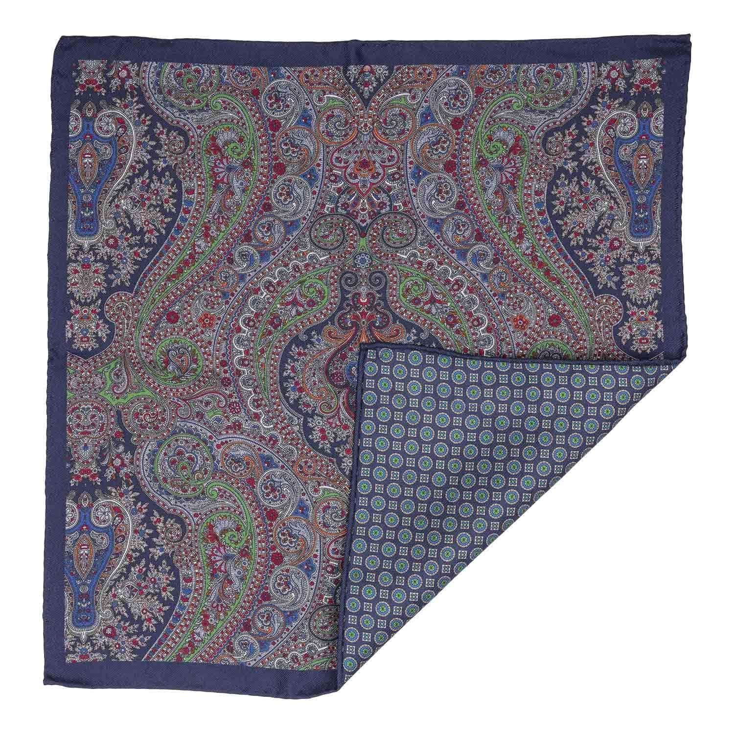 Blue Floral Reversible Pocket Square for Men