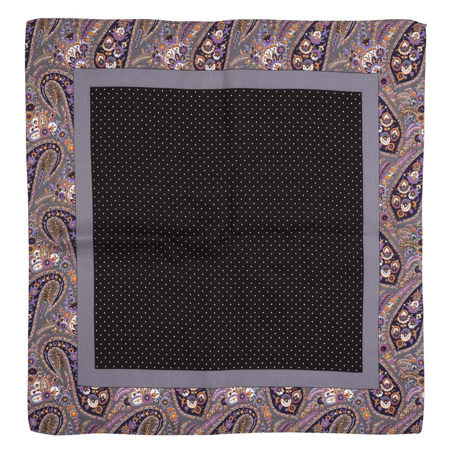 Black Polka Dot Italian Silk Pocket Square for Men