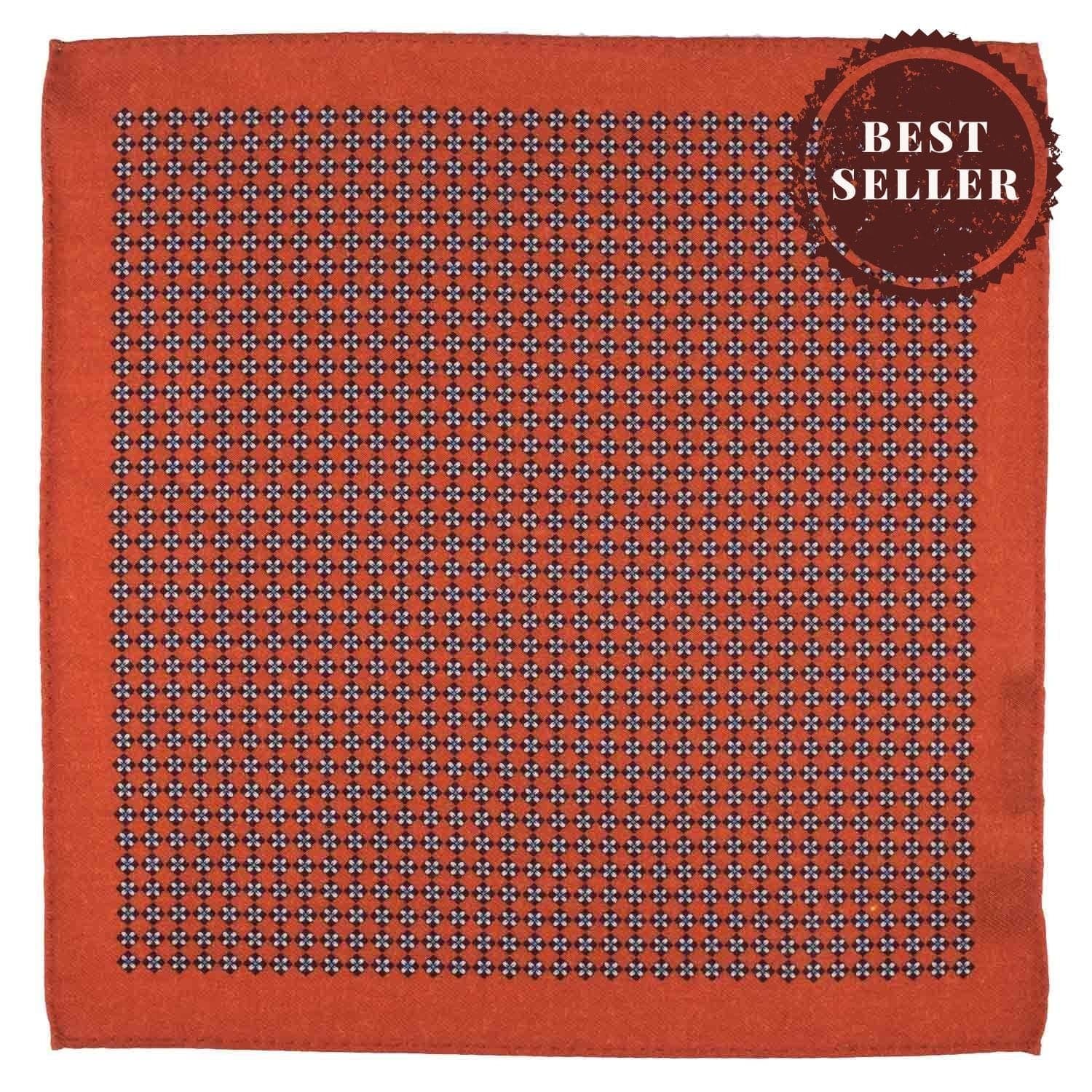 Orange Floral Pocket Square for Men