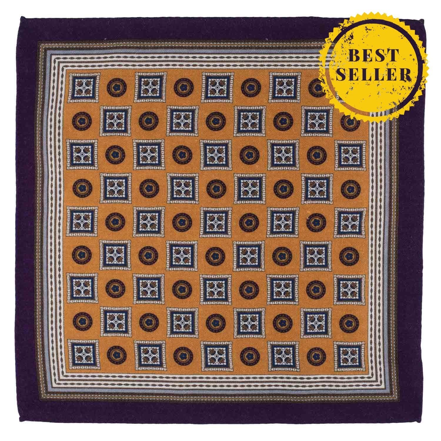 Yellow Geometric Pocket Square for Men