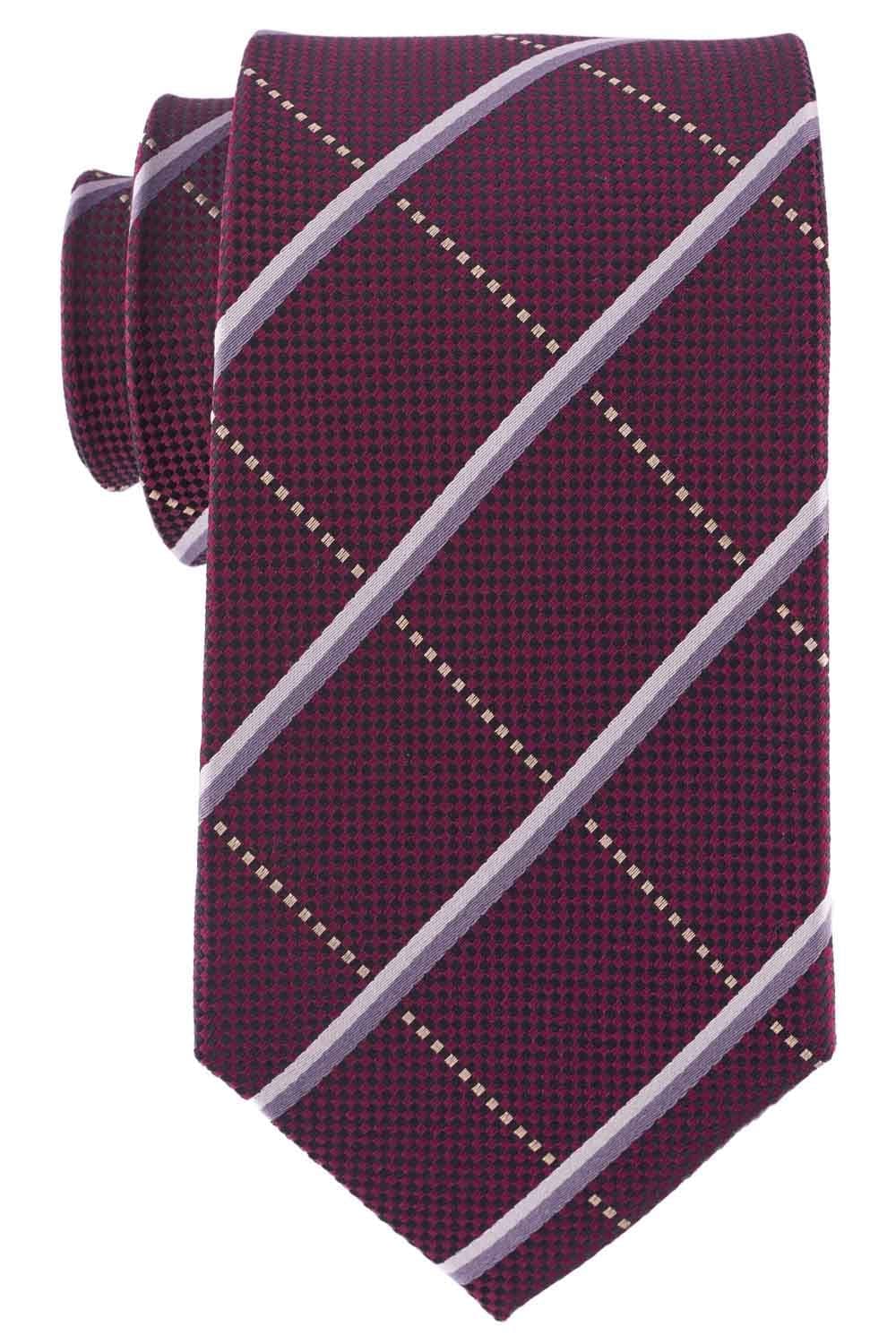 Checkered 7 Fold Burgundy Necktie for Men