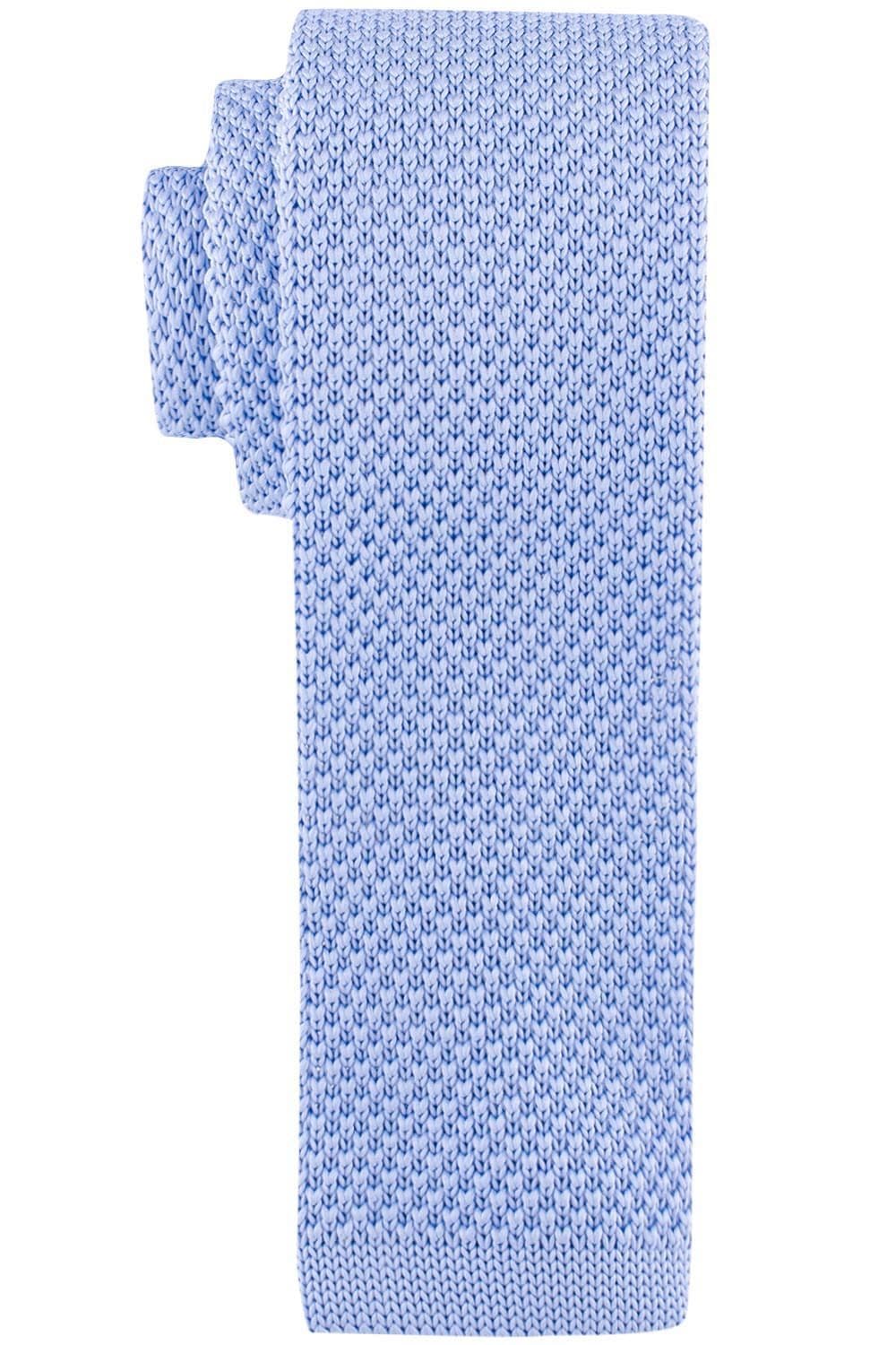 Blue Solid Knitted Necktie for Men