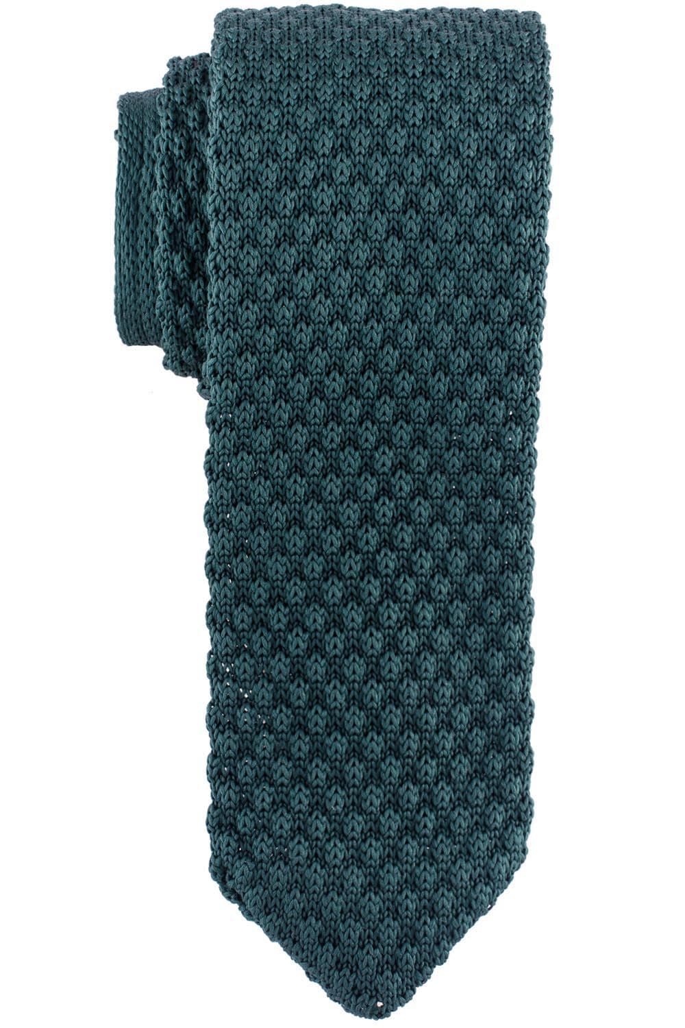 Green Solid Knitted Necktie for Men