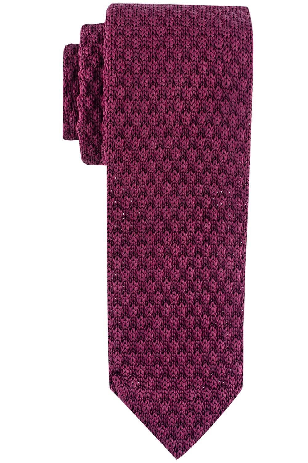 Red Solid Knitted Necktie for Men
